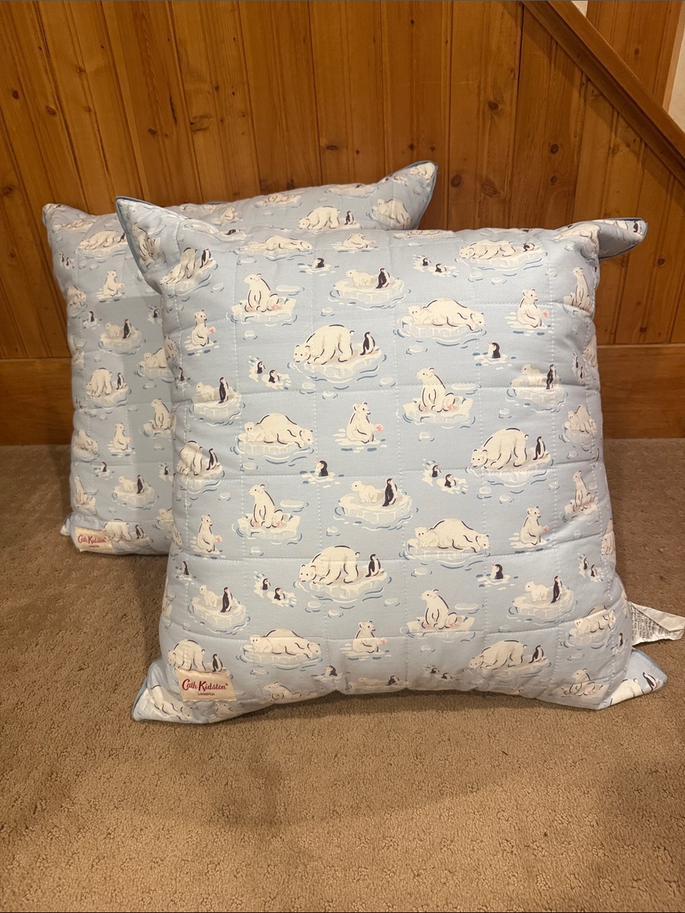Cath Kidston Light Blue Polar Bear & Penguin Square Cushion